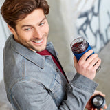 Emsa Tea Mug 420 Ml Transparente, Termo Azul/Transparente, Transparente, Vidrio, Silicona, Acero Inoxidable, China, 420 Ml, 82 Mm