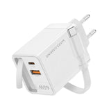 Cargador Usb Gan Mars Gaming Md-Gan65rw 65w 1xusb-C 1xusb-A Cable Retractil Pd Color Blanco