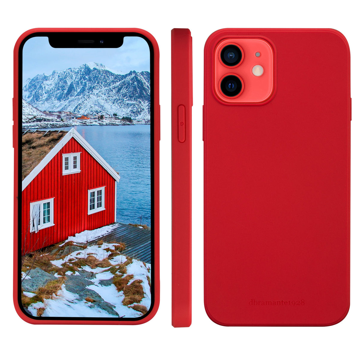 Dbramante1928 Greenland Carcasa Trasera Para Teléfono Móvil A Presión 100 % De Plástico Reciclado Rojo Manzana De Caramelo Para Apple Iphone 12 Mini