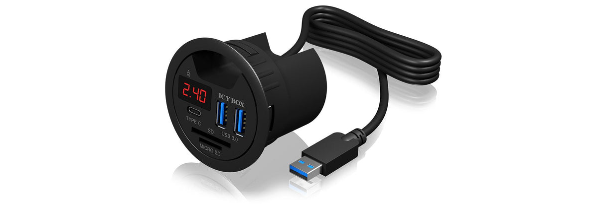 Icy Box Usb3.0 Hub Table Hub Ib-Hub1404, Con 2x Lectores De Tarjetas,