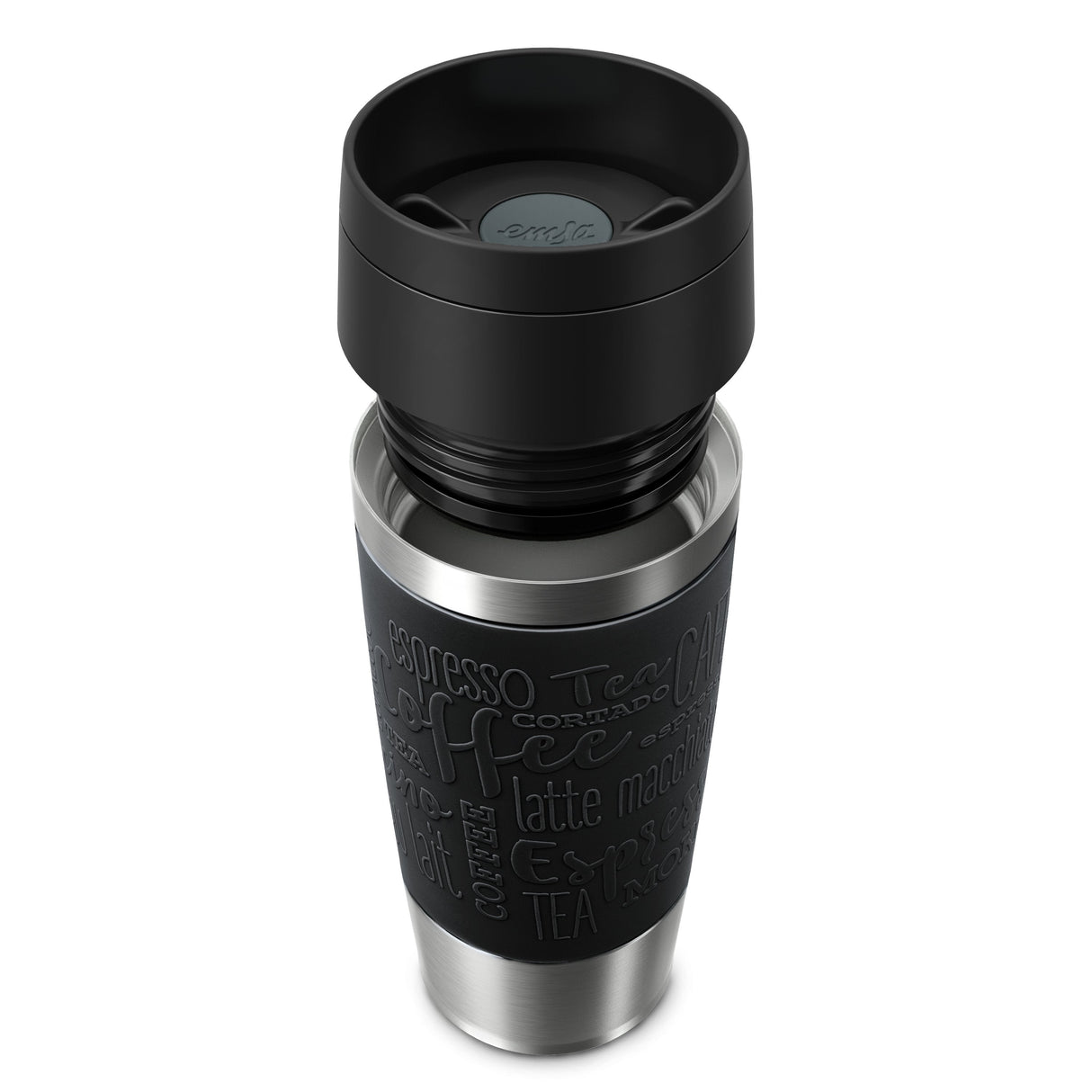 Taza Térmica Emsa Travel Mug Clásica Negro/Acero Inoxidable, 0,36 Litros N2020200