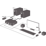 Switch Kvm Con Cable Inline, 2 Puertos, Hdmi, 4k, Usb, Audio