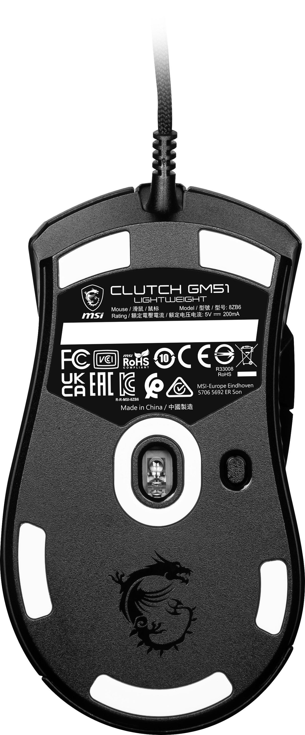 Raton Msi Clutch Gm51 Lightweight Gaming , Negro, Usb