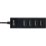 Hub Inline Usb 2.0 De 4 Puertos, Tipo A Macho A 4x Tipo A Hembra, Negro, 30 Cm, Diseño Delgado