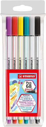 Stabilo Rotuladores Pen 68 Brush Estuche De Plástico 6 C/Surtidos