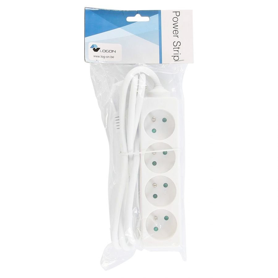 4-Way Power Strip: White -  16a - 1.5m Cable