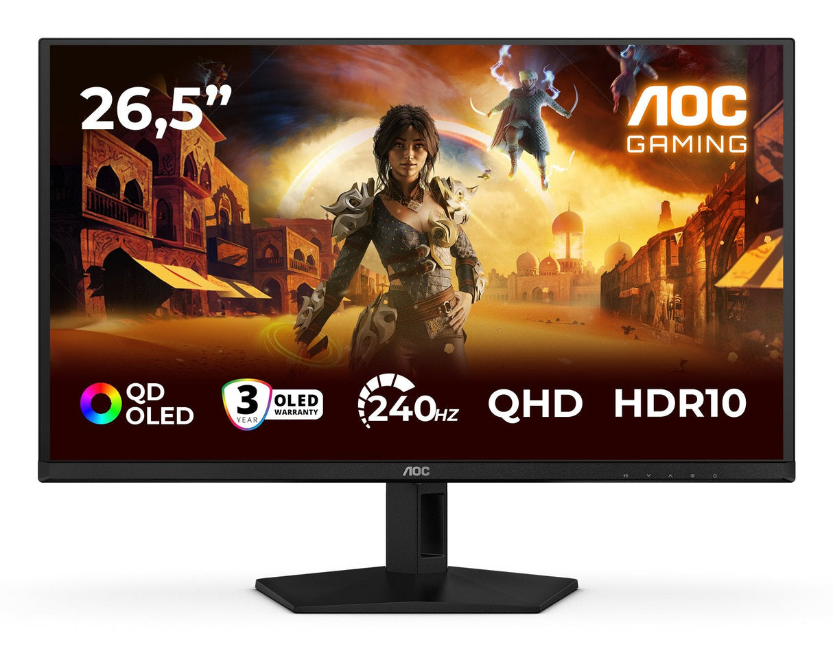 Monitor  Aoc Agon Q27g41zdf Qd-Oled Gaming 26,5 " Negro, Qhd, Hdmi, Dp, Adaptive-Sync, Compatibilidad G-Sync, Panel De 240hz Q27g41zdf