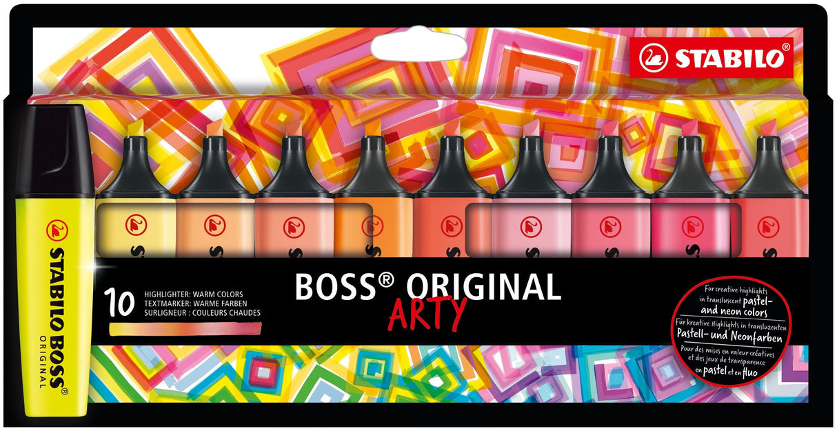Stabilo Estuche 10 Marcadores Fluorescentes Arty Boss Original C/Surtidos Cálidos