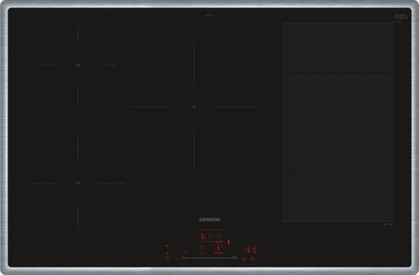 Siemens Ex845hvc1e Iq700, Placa De Cocina Independiente Negra/Acero Inoxidable, 80 Cm, Home Connect Ex845hvc1e