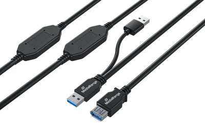 Mediarange Aktives Usb-Verlängerungscable, Usb 3.0, 15m, Sw