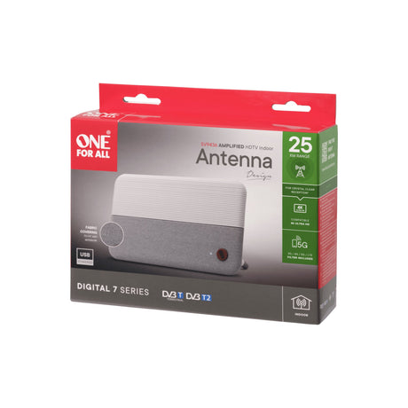 EAN 8716184074103 - One For All Design Line 360° DVB-T2 1080p Gewebe Antenne white 5G antena de televisión Interior imagen 6