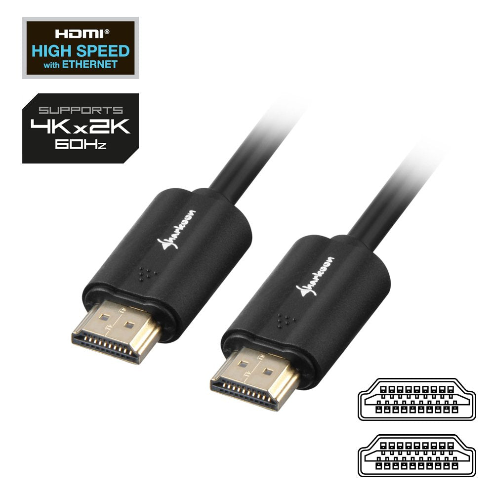 Sharkoon Cable Hdmi 2.0 4k 3d Negro 2 Metros 2160p