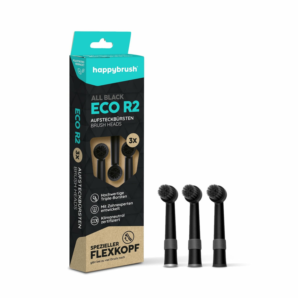 Cabezales Happybrush Eco R2 Allblack Negro Har2ab