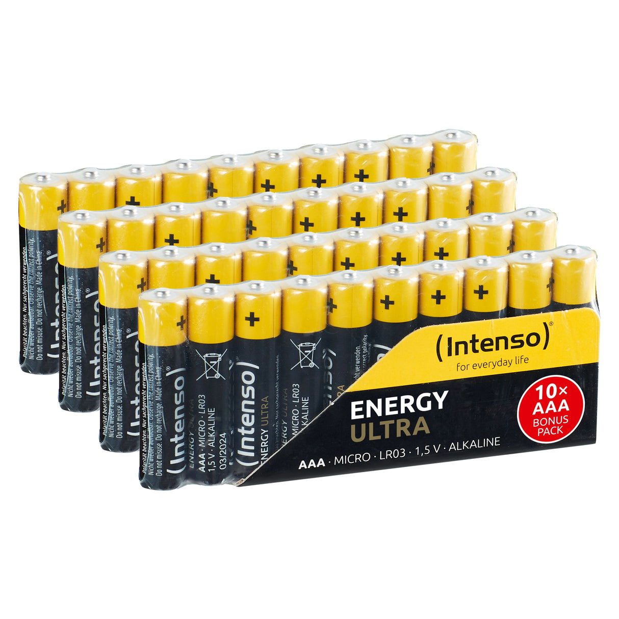 Intenseo Energy Ultra Aaa - Lr03, Batería Negra/Amarilla, 40 Paquete 7501510