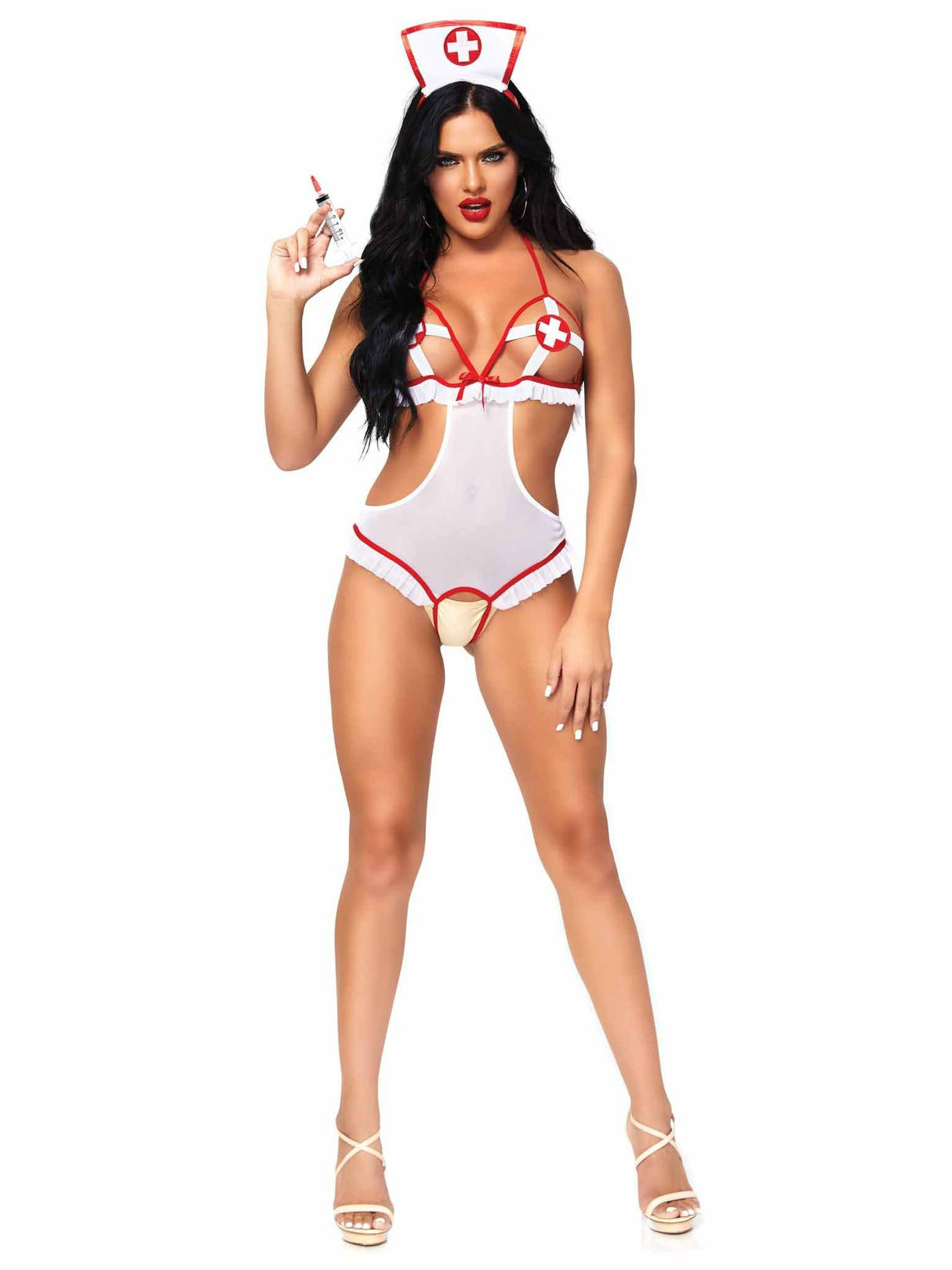 EAN 714718532417 - Leg Avenue 87051_06222 conjunto de ropa interior y bodi Rojo, Blanco imagen 3