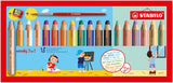 Stabilo Woddy 3 En 1 Pack De 18 Lapices De Colores Incluidos Pastel + Sacapuntas + Pincel Nº 8 - Lapiz De Color, Cera Y