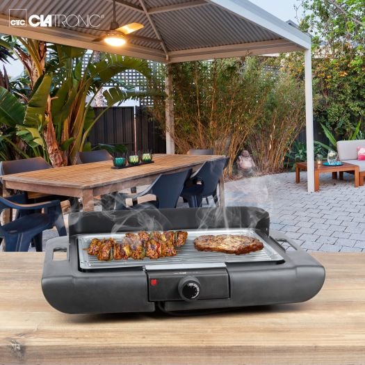 Parrilla De Mesa Clatronic Barbacoa Bq 3507, Parrilla Eléctrica (Negro, 2.000 Vatios)