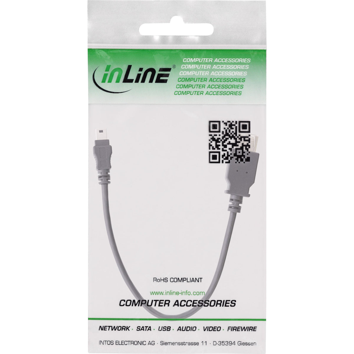 Cable Usb 2.0 Inline A Hembra A Mini 5 Pines Macho 0,2 M