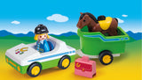 Playmobil 70181 1.2.3 Coche Con Remolque Para Caballos