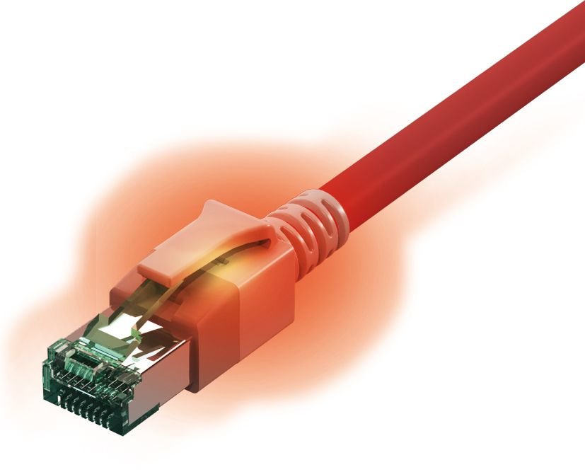 Easylan Dualboot Led Cable De Red Rj45 S Ftp Cat.6a (Class Ea), Mit Sacon Stecker, Lsoh, Rot, 2 M