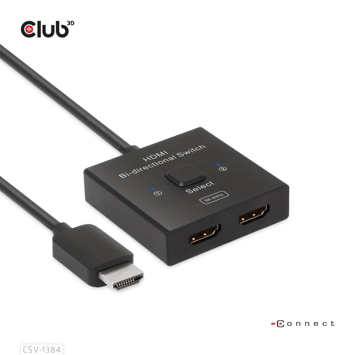 Club3d Hdmi Switch 2-In-1 Bidirektional 8k60hz 4k120hz Uhd Retail