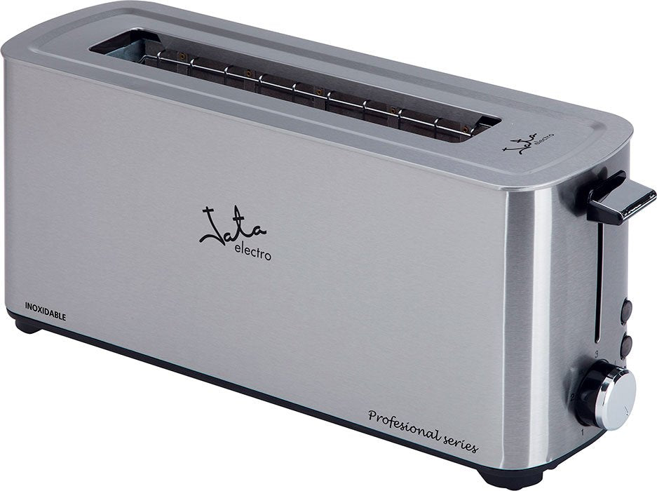 Tostadora Jata Tt1043 1000w Cuerpo Acero Inox Boca Ancha 40mm 5 Posiciones Tostado Pulsador Parada Voluntaria