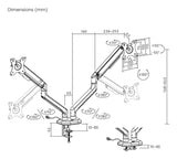 Aisens Soporte De Mesa Rgb Gaming Contrapeso Giratorio E Inclinable Para Monitor/Tv 9kg (3 Pivotes, 2 Brazos) De 17-32, Negro-Blanco