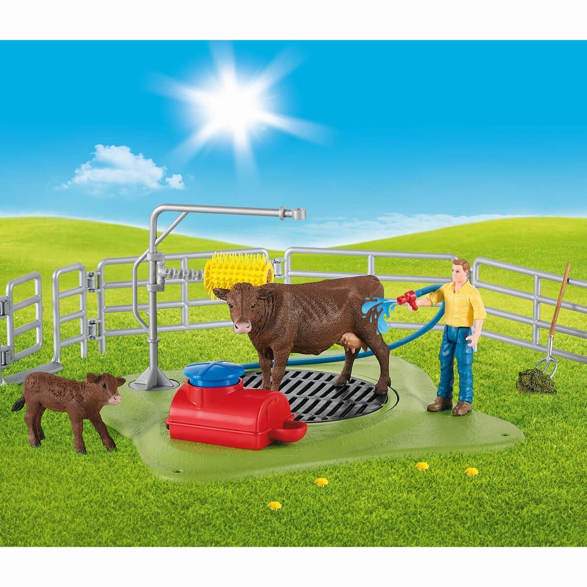 Schleich Figura De Minijuego De La Estación De Lavado De Vacas De Farm World 42529