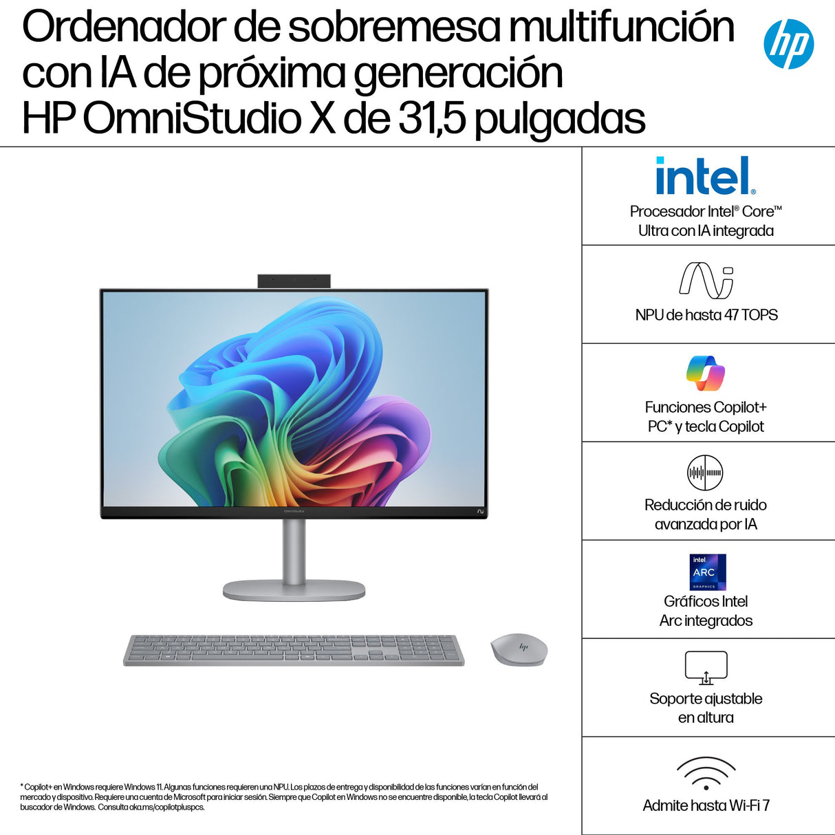 EAN 199896764988 - HP OmniStudio X All-in-One Desktop Next Gen AI 32-c1009ns PC Copilot+ PC Intel Core Ultra 7 258V 80 cm (31 imagen 3