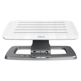 Fellowes Hana Reposapies - Ajustable En 2 Alturas - Superficie Inclinable Y Rotatoria - Base De Metal Antideslizante - Color Blanco