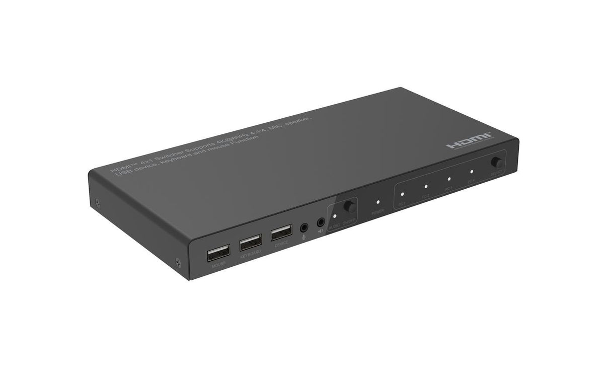 4k@60hz Hdmi Kvm Switch, 4x1 - 4:4:4 - Warranty: 300m