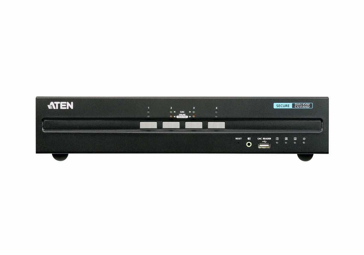 Aten Desktop Kvm 4-Puertos Usb Dvi Dual Display Seguro Kvm (Cs1144d-At-G) El Conmutador Kvm Seguro Pss Pp V3.0 De Aten (Cs1144d) Se Ha Diseñado Específicamente Para Cumplir Los Estrictos Requisitos De Seguridad De Las Instalaciones Seguras