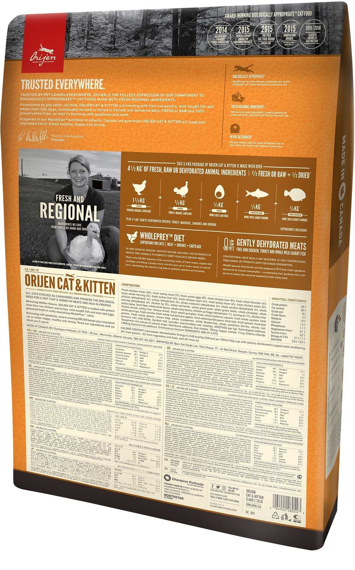 Orijen Cat & Kitten Alimento Seco Para Gatos 5,4 Kg Pollo, Pavo