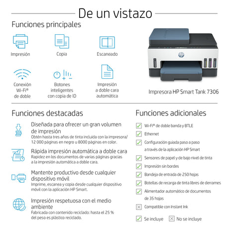 EAN 0195908302520 - HP Smart Tank 7306 All-in-One Printer Inyección de tinta térmica A4 4800 x 1200 DPI 15 ppm Wifi imagen 4