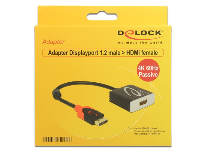 Delock Adaptador Displayport 1.2 Macho  Hdmi Hembra 4k 60 Hz Pasivo Negro