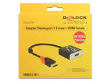 Delock Adaptador Displayport 1.2 Macho  Hdmi Hembra 4k 60 Hz Pasivo Negro