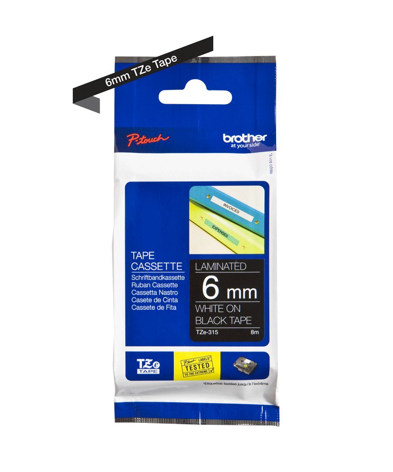 Brother Cinta Laminada Negro/ Blanco 6mm