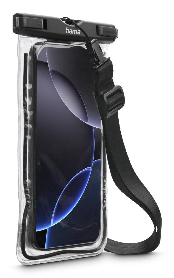 Hama Funda Impermeable Universal - Ipx8 - Cierre A Presion - Marco Fluorescente - Pvc - 12.5x1.5x20cm - Negro Y