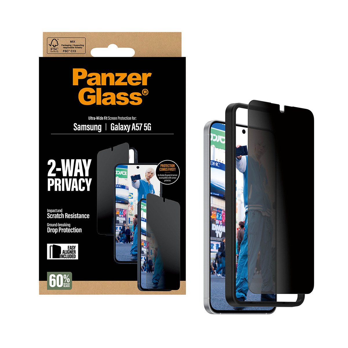 EAN 5715685034008 - PanzerGlass ® 2-Way Privacy Screen Protector Samsung Galaxy A57 5G | Ultra-Wide Fit w. EasyAligner Protec imagen 6