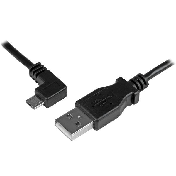 Startech Cable Usb 2.0 A Micro Usb 2m Acodado Negro Usbaub2mla