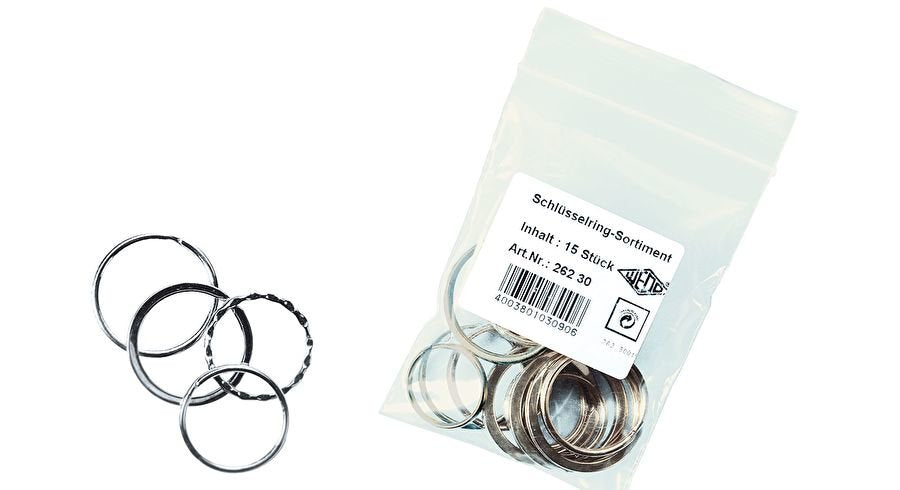 Wedo Metall-Schlüsselringe 15er Sortimentspackung