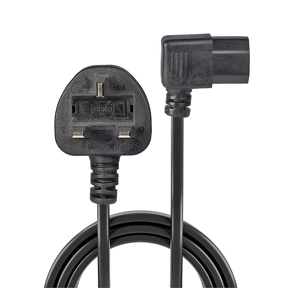 1m Uk 3 Pin To Right Angled  Iec C13