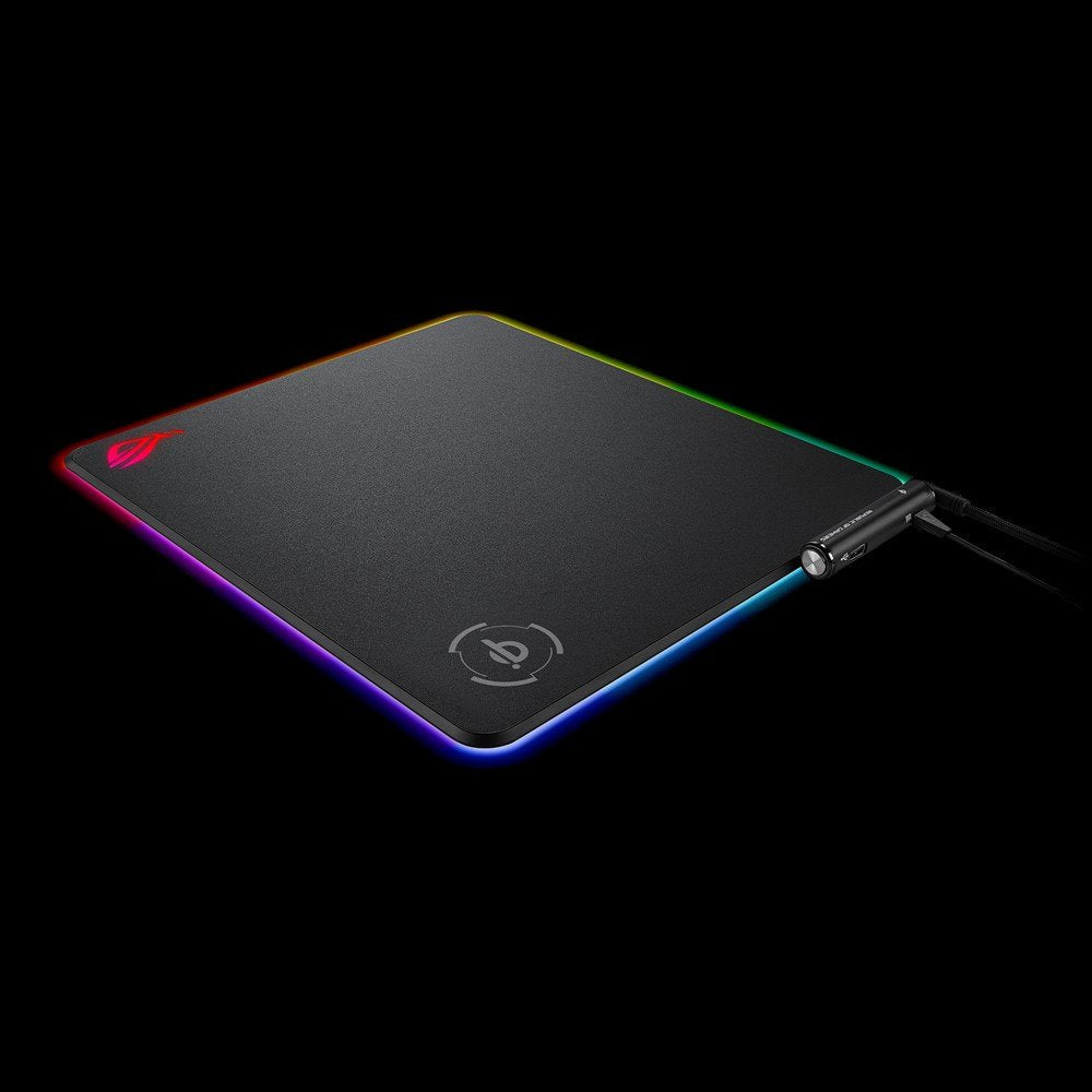 Alfombrilla Asus Rog Balteus Qi Asus Rog Balteus Qi, Negro, Monótono, Rojo/Verde/Azul, Base Antiderrapante, Alfombrilla De Ratón Para Juegos