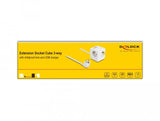 Delock Steckdosenwürfel Mit Verlängerungscable 3-Fach Mit Kindersicherung Und Usb Cargador, 1,5 M Cable, Weiss