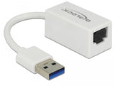 Delock Adaptador Superspeed Usb (Usb 3.1 Gen 1) Con Usb Tipo-A Macho  Gigabit Lan 10/100/1000 Mbps Compacto Blanco