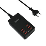 Logilink Usb Table Charger, 6 Port, 32w, Negro
