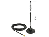 Delock 12429 Antena Lte Macho Sma 6 Dbi Omnidireccional Fija Con Base Magnética Y Cable De Conexión (Rg-58, 3 M) Para Exteriores Negro
