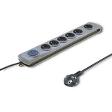 EAN 5901878501659 - Qoltec 50165 limitador de tensión Gris 6 salidas AC 230 V 1,8 m imagen 1
