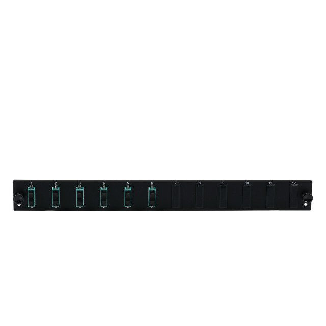 Efb Bestckte 12 Port Frontblende Mit 6 X Sc Duplex Kupplung Om4 Vertikal, Schwarz