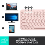 Teclado Español Logitech K380 Multi-Device Bluetooth Qwerty Rosa 920-009587